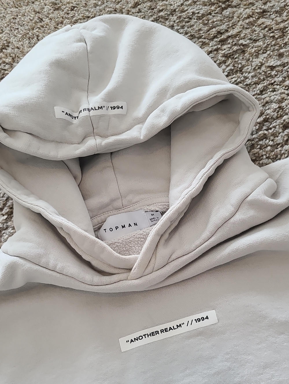 Topman Cream Pullover Hoodie with Minimal Logo